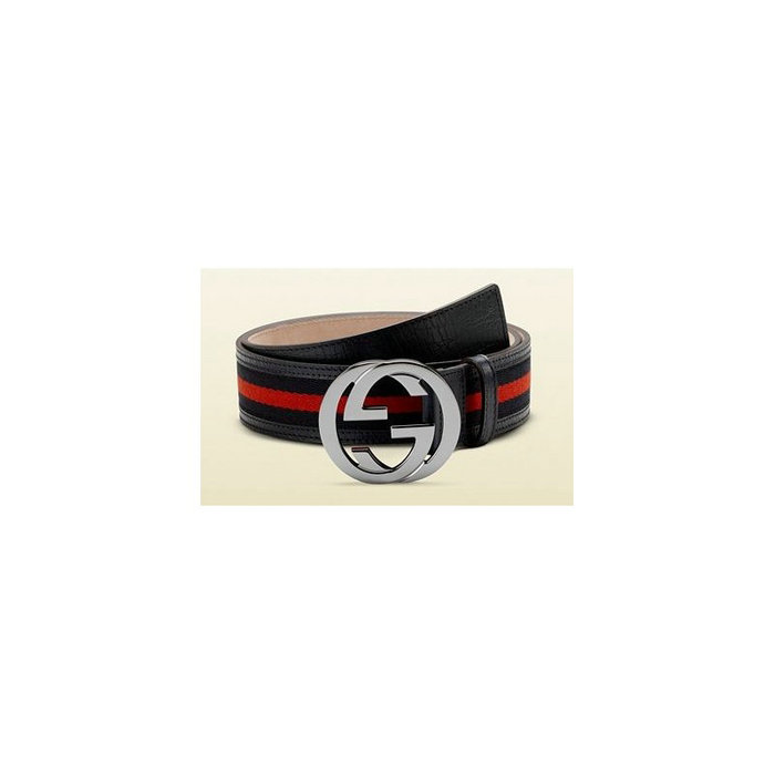 Ceinture noire et rouge Gucci